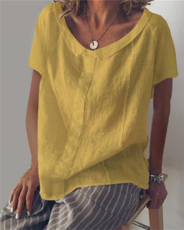 Crew Neck Solid Holiday Summer Women Daily Tops
