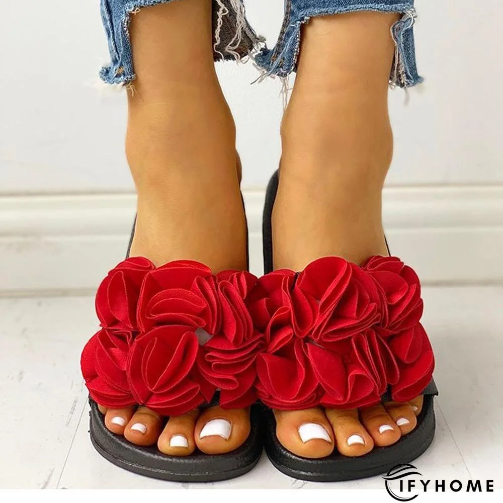 Women Flower Flat Heel Casual Summer Slippers | IFYHOME