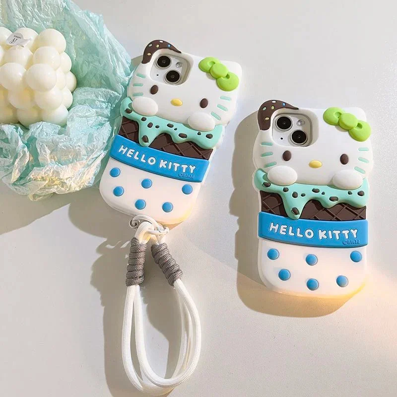 Kitty Ice Cream Phone Case with Phone Charm