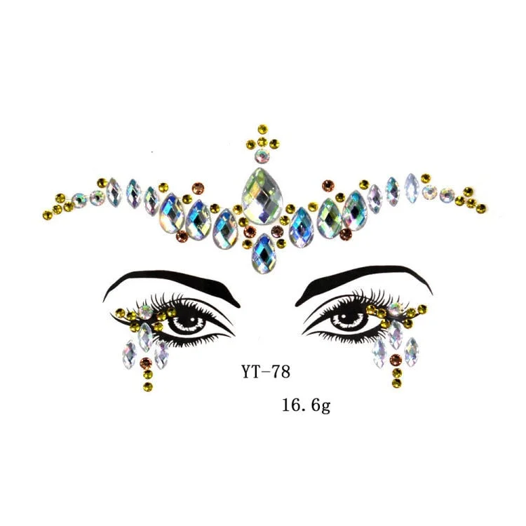 Facial Rhinestone Natural Resin Face Sticker Rhinestone Tattoo Makeup Party Christmas Party Face Decoration Makeup Stickers