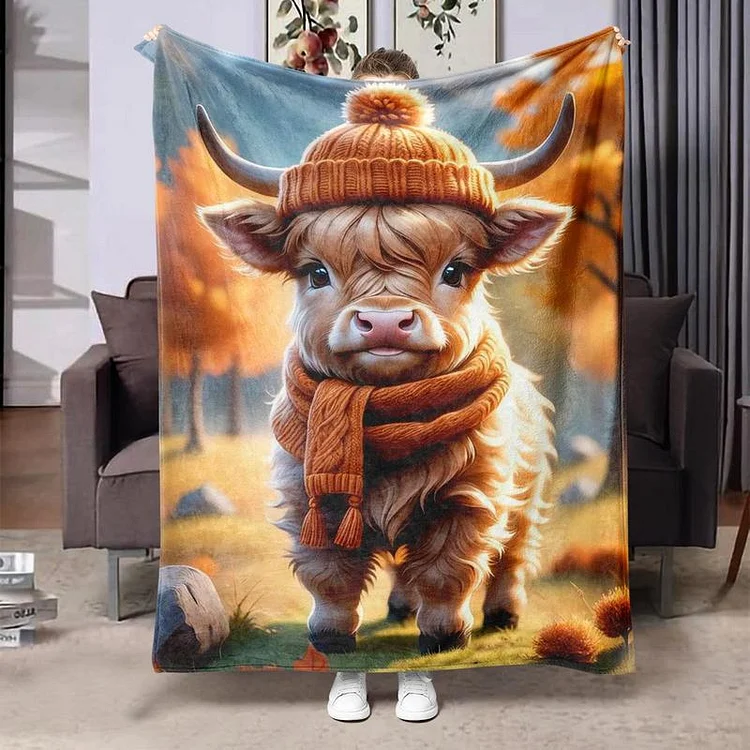Highland Cow Pattern Blanket, Soft ComfortableThrow Blanke