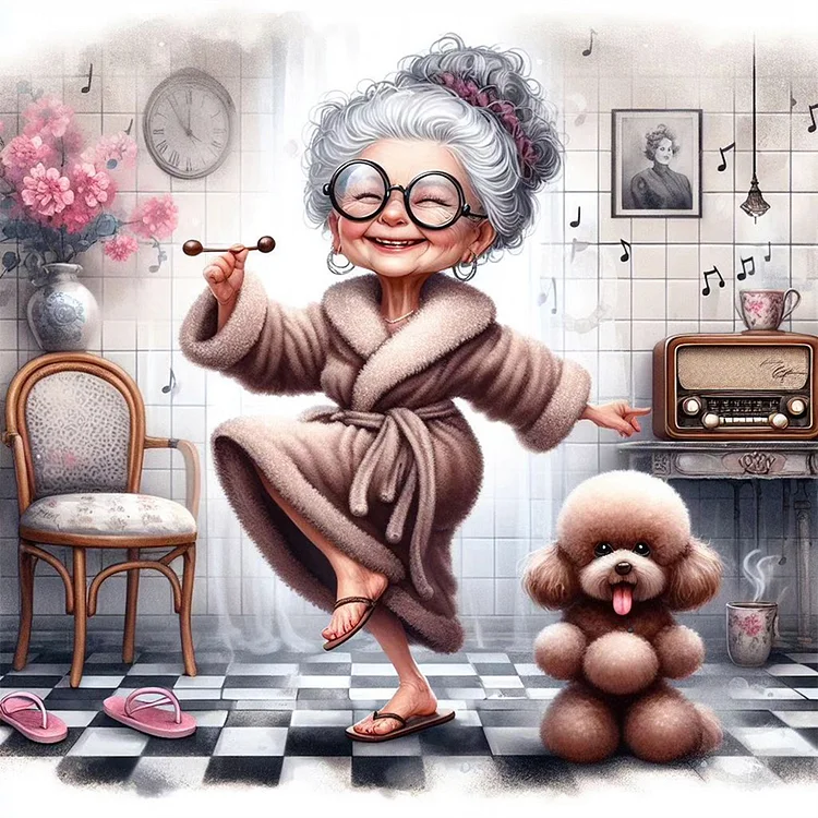 Full Round Drill Diamond Painting -Dancing Little Old Lady - 40*40cm