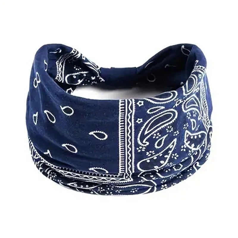 Women Bohemian Style New Stretch Headband Paisley Wide Side Hair Accessories Face Headscarf