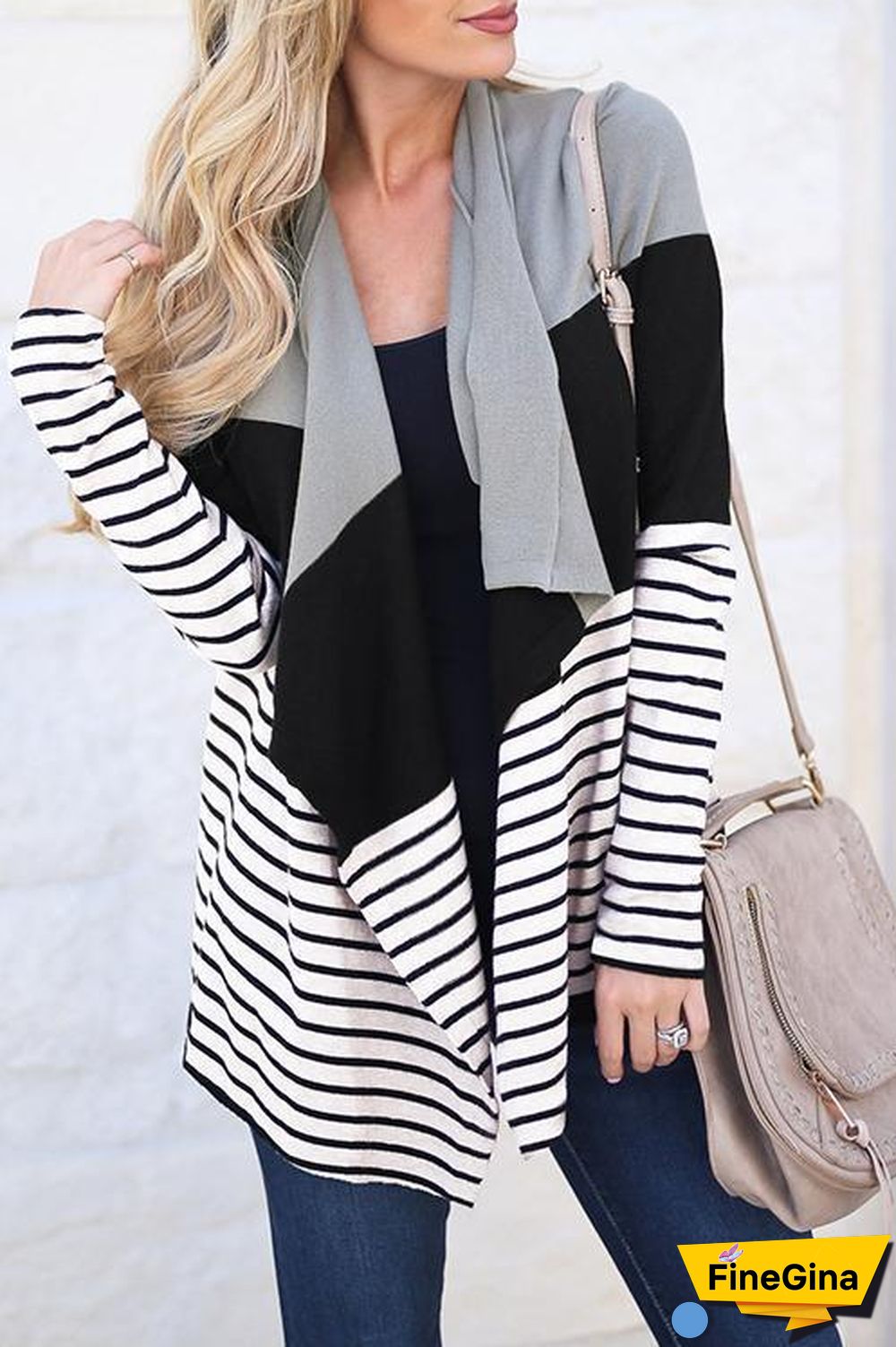 Casual Stitching Striped Cardigan