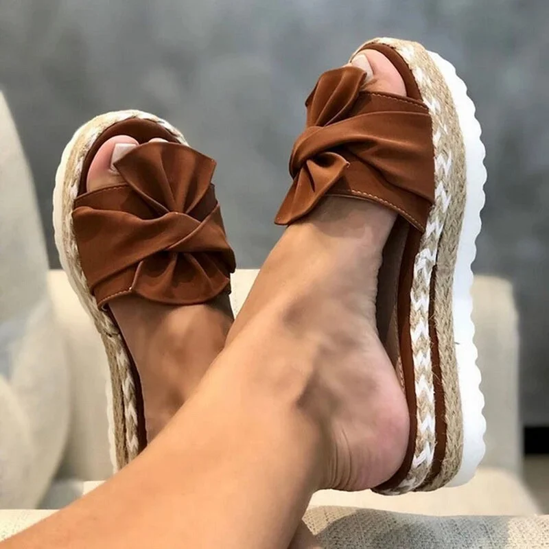 Women's Sandals Platform Retro Shoes Woman 2021 Fashion Female Shoes Summer Bow Sandals Shoes Women Flip Flop Chaussures Femme