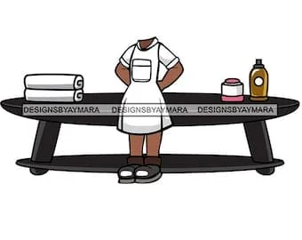 pornhint Pornhint Black Massage Therapist Female Woman Table Bench Towels Lotions Oils Treatment Salon Spa Beauty SVG PNG JPG Cutting Files Print Designs