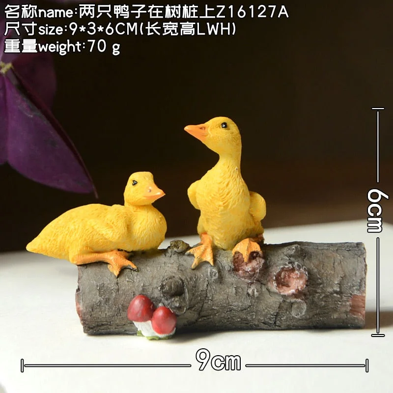 Creative Little Yellow Duck Ornament Lovely Resin Simulation Animal Micro Landscape Flower Pot Decoration Miniature Fairy Garden
