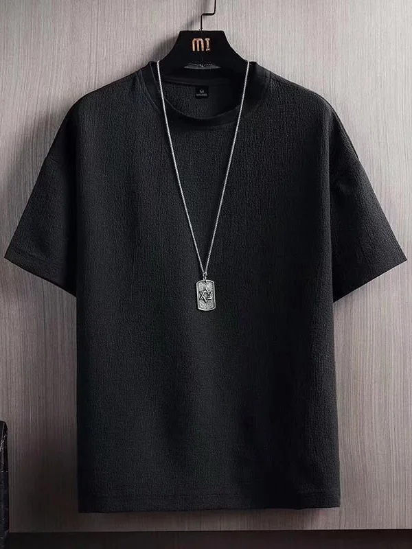 Men's Striped Color Block Print Round Neck Short Sleeve Casual T-Shirt
