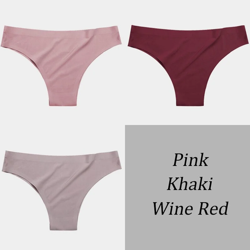 3PCS/Set Women Seamless Panties Sexy Underwear Invisible Lingerie Breathable Briefs Ice Silk Ultra-thin Intimate Underpants M-XL