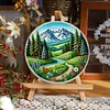 Path By River-DIY Embroidery Kit with Pattern Cotton Threads Needles Hoop 30*30cm/11.81*11.81in