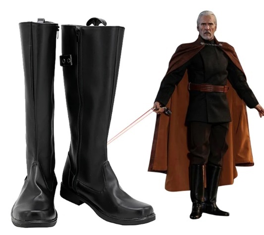 SW Count Dooku Cosplay Shoes Halloween Boots