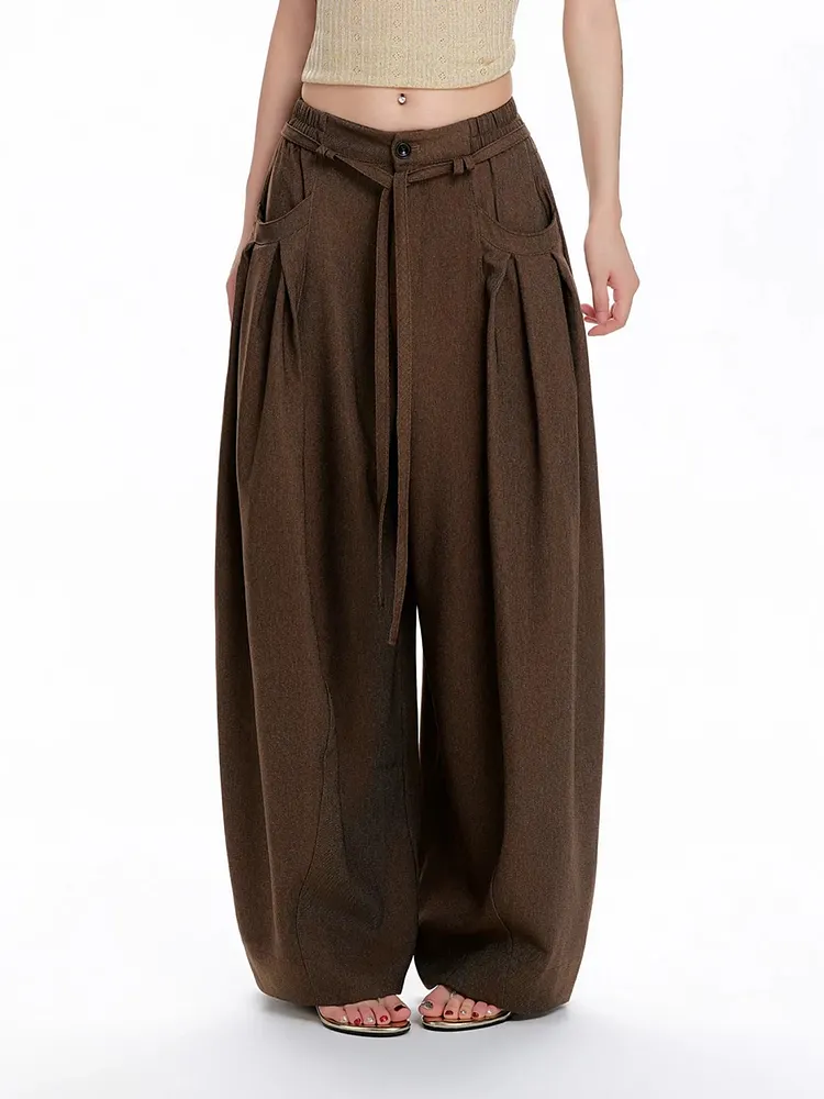 Dark brown flowy casual pants
