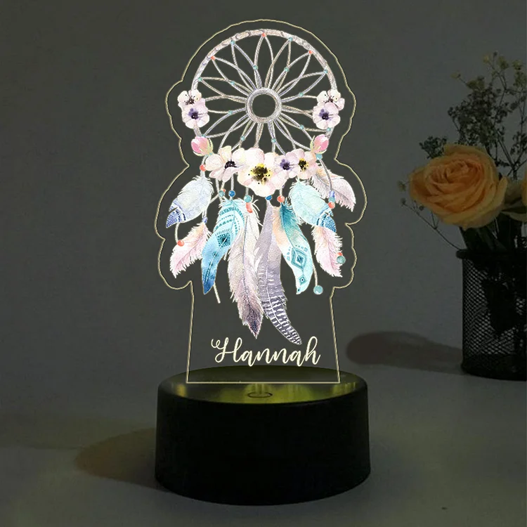 Personalized Dream Catcher Night Light Custom Name 7 Colors LED Lamp for Kid