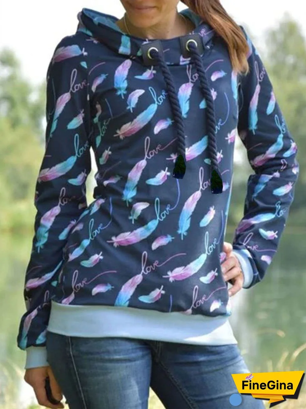 Printed Hoodie Long Sleeve Casual Sweatshirts