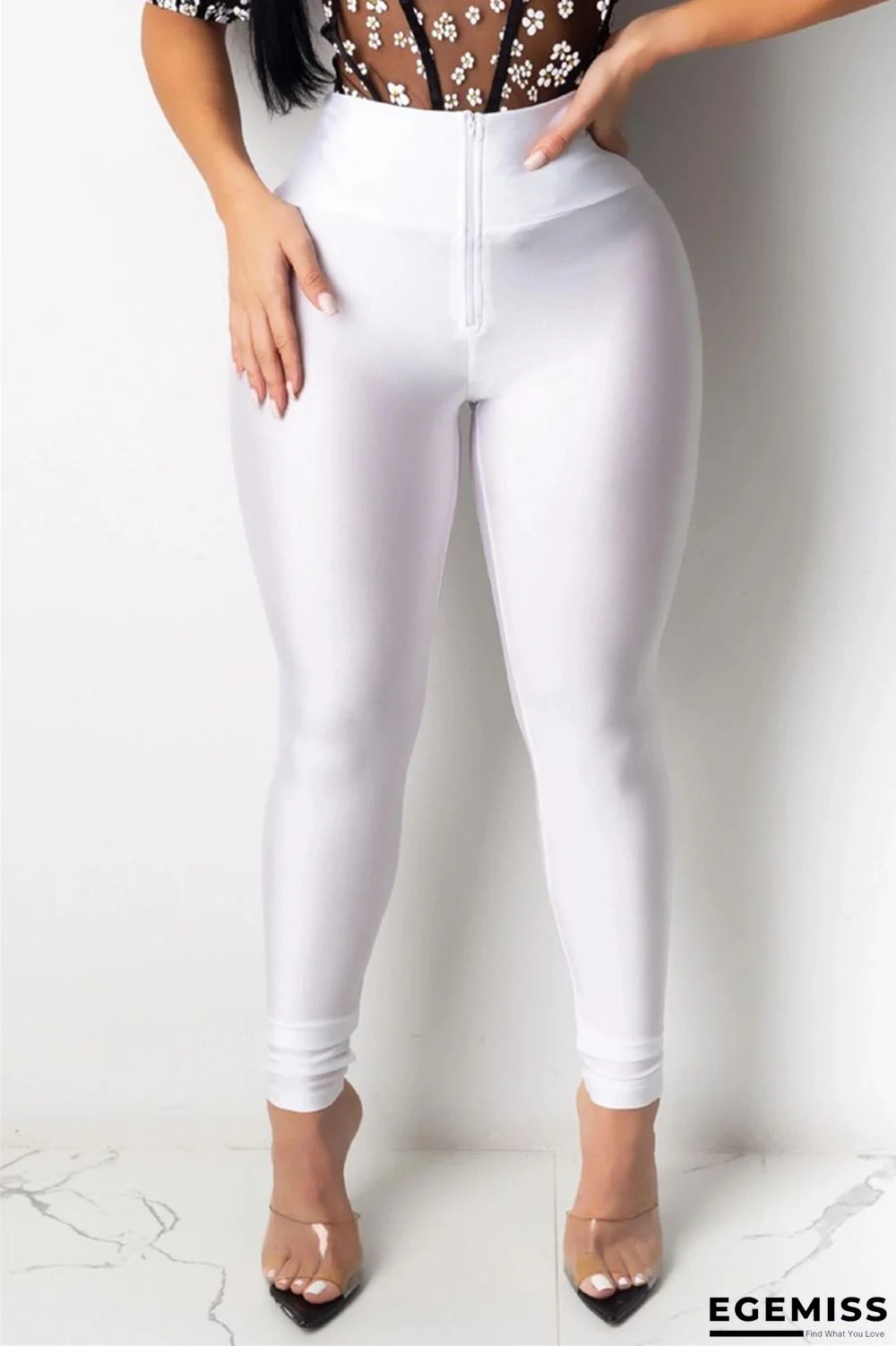 White Fashion Casual Skinny Solid Bottoms | EGEMISS