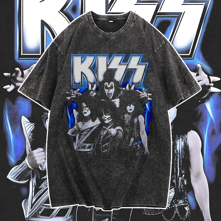Davidhawaii100% Cotton Casual Attractive Vintage Rock Lettering Mens Street T-Shirt - 100% Cotton