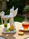 Solar Powered Garden Statue with RGB Light Hand Paint Lawn Ornament Waterproof Solar Fairy Decoration Statue for Patio Lawn Yard Outdoor Decor