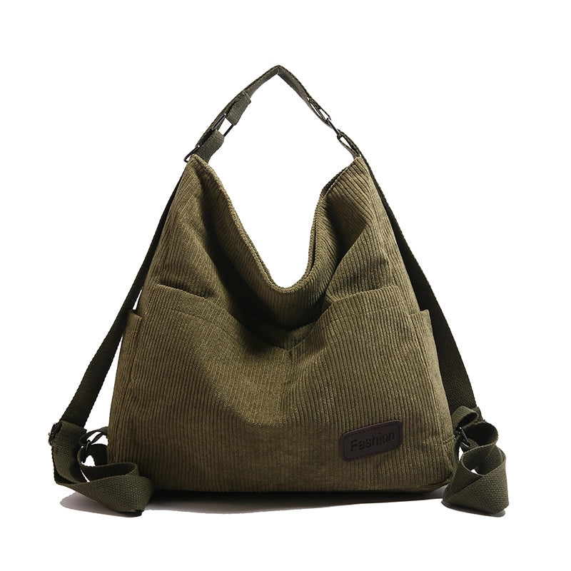 Women’s Corduroy Solid Color Basic Square Zipper Shoulder Bag