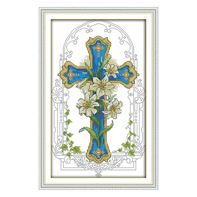 Lily - 14CT 2 Strands Threads Printed Cross Stitch Kit - 33x20cm(Canvas)