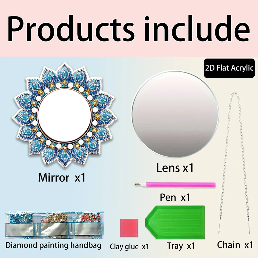 Mandala DIY Diamond Painting Mirror Kit Diamond Art Makeup Mirror for Beginners