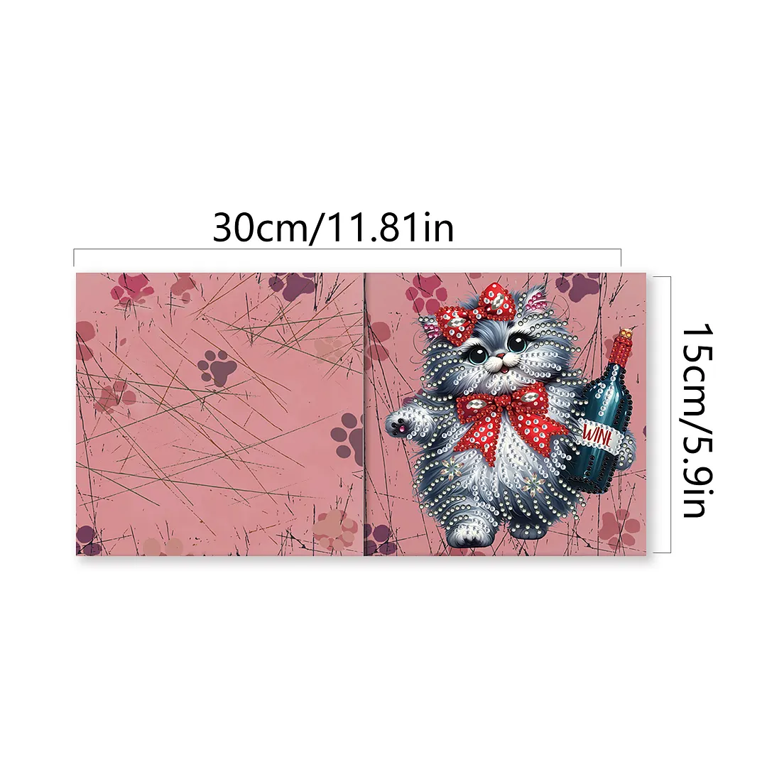 6Pcs Cute Cat DIY Diamond Painting Card for Friends Family Gift