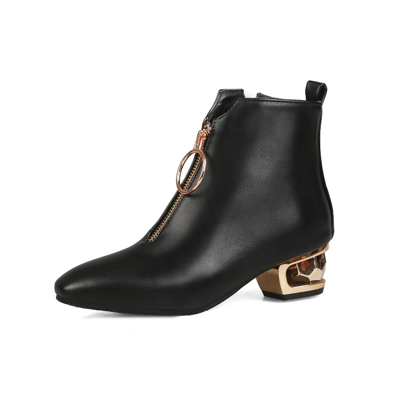 Women's Autumn Side Zipper Square Mid-heel Ankle Boots-PABIUYOU- Women's Fashion Leader