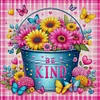 (US Only)Flower in Bucket Printed Cross Stitch Kit 45x45cm DIY 11CT Thread Art Needlework