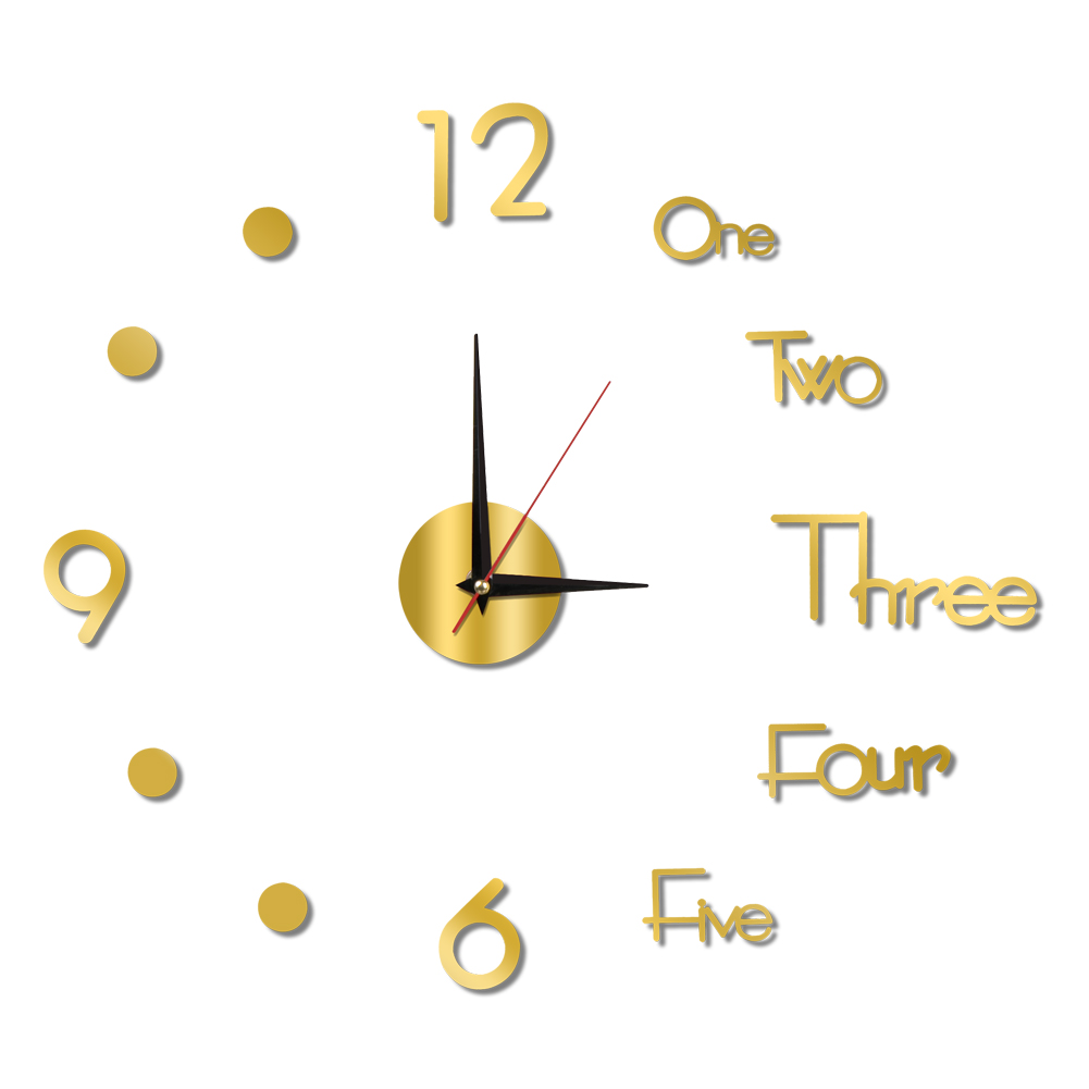 

3D Wall Clock Stickers Quartz Needle Acrylic Mirror DIY Art Horologe Decal, Red, 501 Original