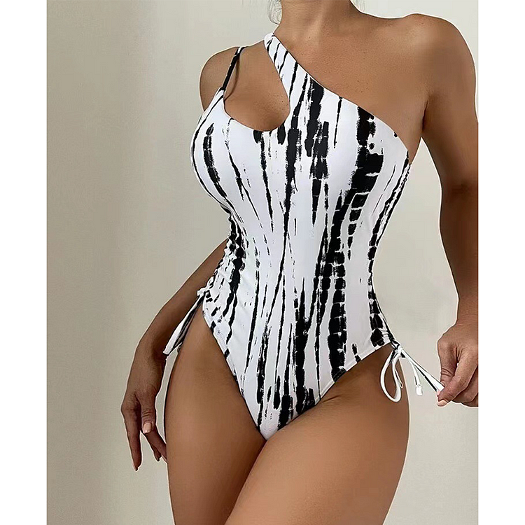 Black and White Sexy One Piece Swimsuit 