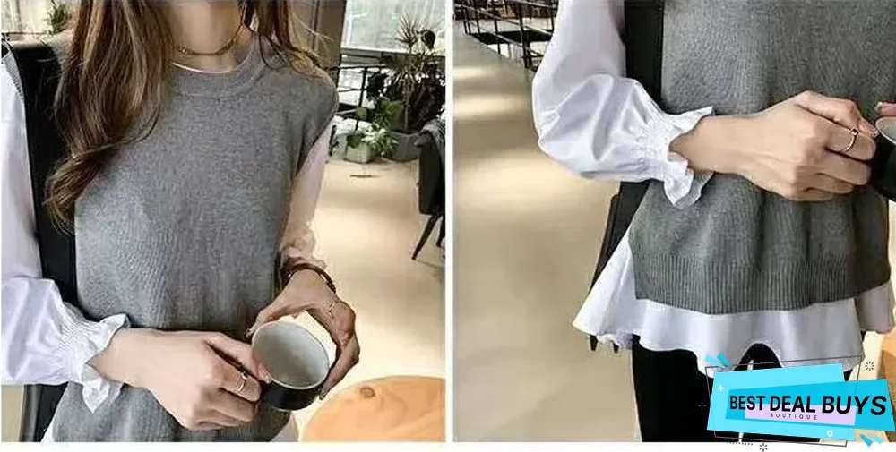 Women Vest Pretty Sleeveless O-Neck Rabbit Hair Knitted Vest Women Plus Size