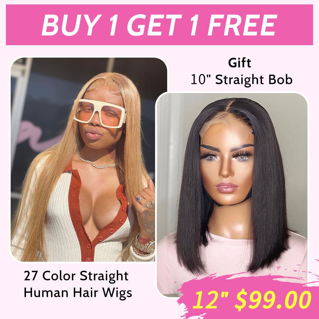 Queenleoraisback Recommend Junoda 27 Color Straight Human Hair Wigs Caramel Blonde Transparent Lace Front Wig