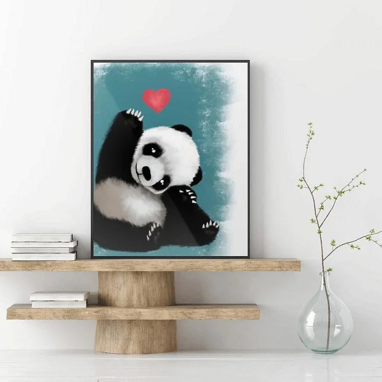 Cute panda canvas paint idea for wall decor. Panda bear. Canvas painting.  Wall art.