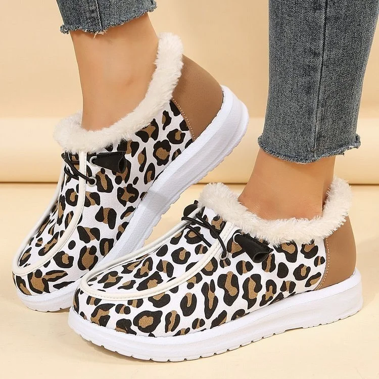 Women Warm Flats Slip on Fur Lining Ankle Snow Boots