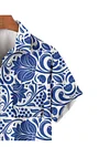 Blue and White Porcelain Lotus Printing Short Sleeve Shirt