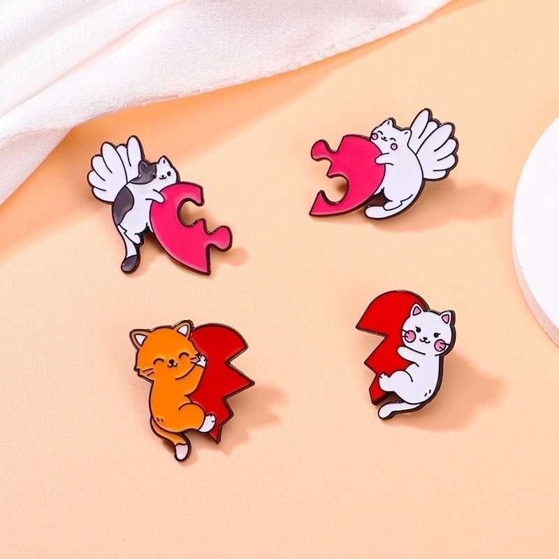 Cartoon Style Cute Minimalist Heart Shape Cat Alloy Enamel Plating Unisex Brooches Collar Pin