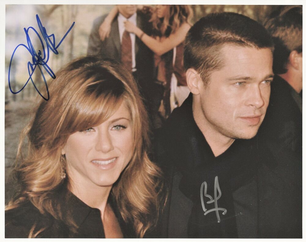 Rare JENNIFER ANISTON & BRAD PITT Signed Photo Poster painting