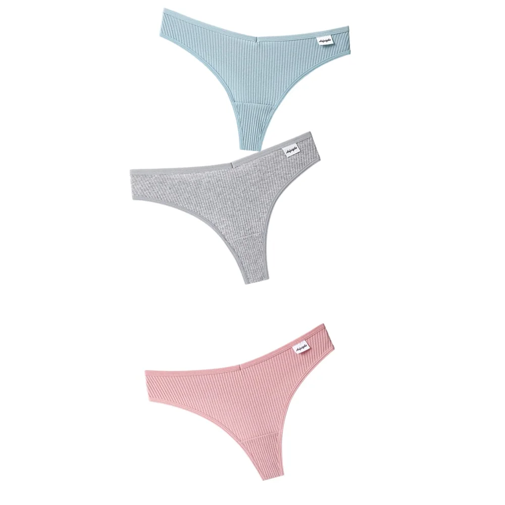 3PCS/Set G-string Panties Cotton Women's Underwear Sexy Panties Female Underpants Thong Solid Color Panty Lingerie T Back Design