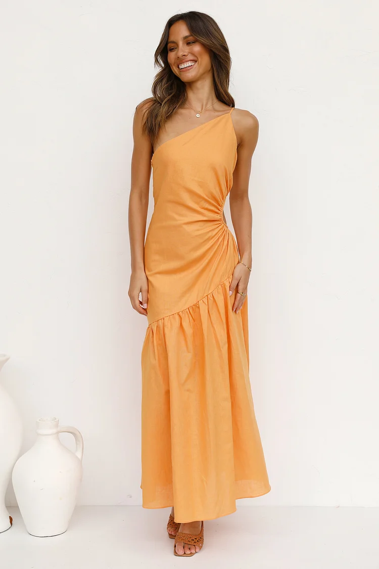 Women's New One Shoulder Sling Solid Color Sweet Vacation Dresses