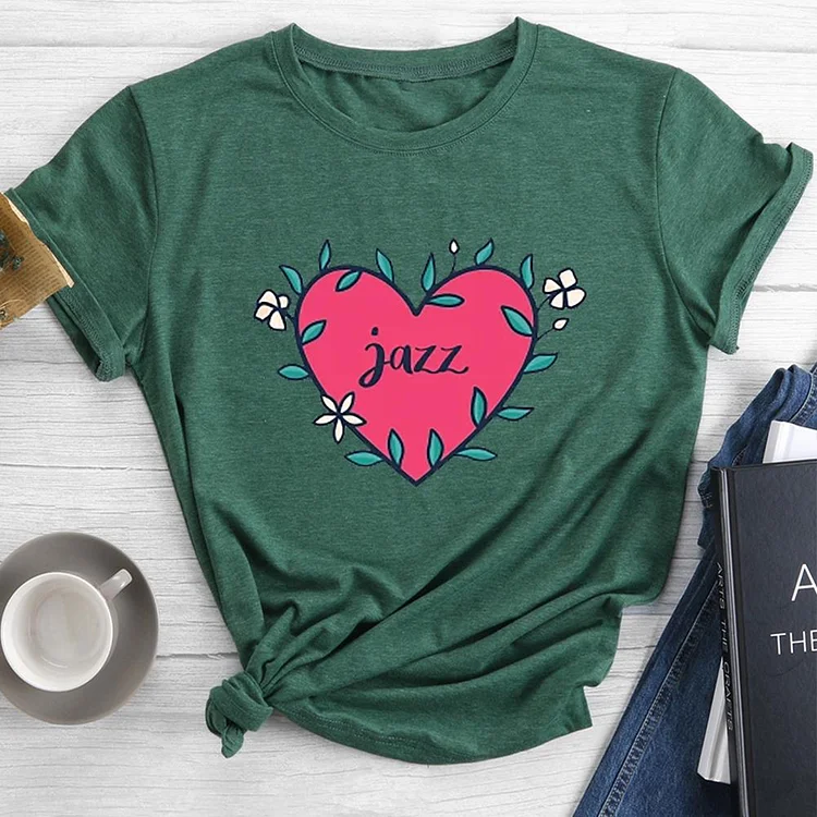 Jazz Heart  Round Neck T-shirt