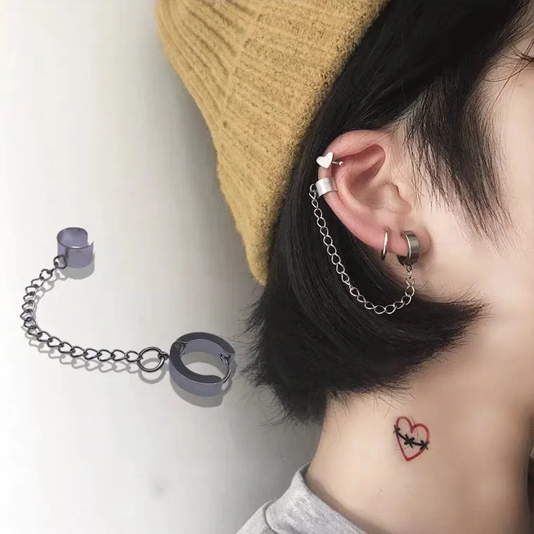Chain Ear Bone Clip Earrings