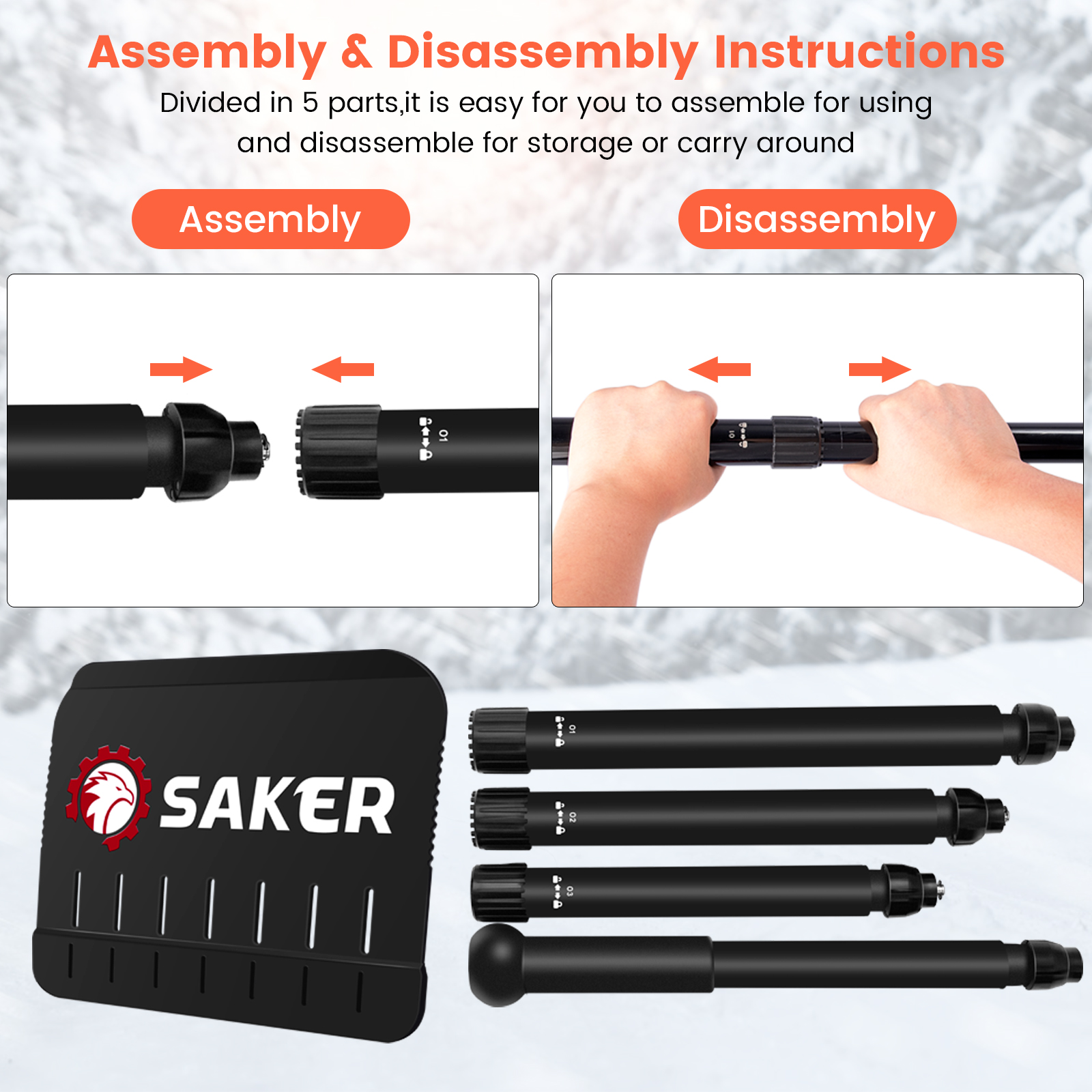 Saker Collapsible Snow & Ice Removal Tool