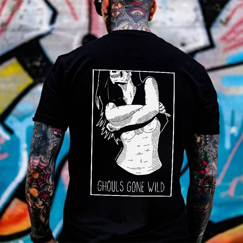 Ghouls Gone Wild Skull Printed Men's T-shirt -  
