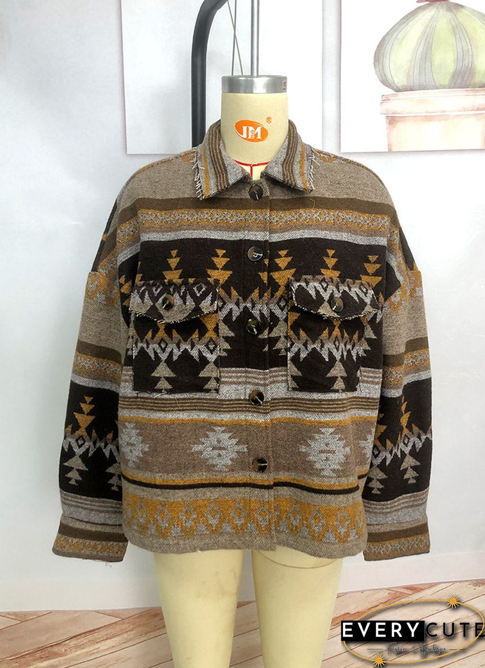 Casual Button Down Jacket Top