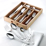 Luckyjetdeal Lace Frosted Flatware Set, Service for 8, Metallic Tableware Disposable Kitchenware Table Decoration & Accessories