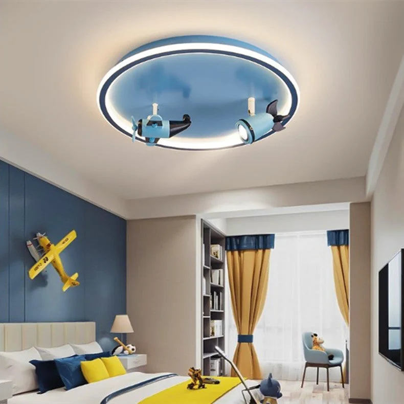 Ceiling Lamp Cartoon Warm Children's Room Bedroom Iron Eye Protection Circular Led Creative Aircraft Home Decoration Lighting