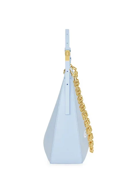 Givenchy Small Moon Cut Out Bag in Canvas with Chain Cloud Blue