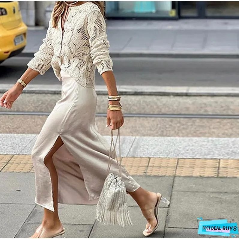 Fashion Hollow Long Sleeve Knitted Cardigan