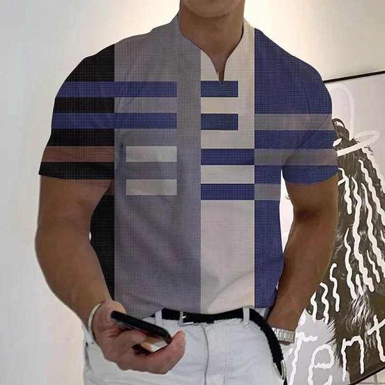 Men's Business Casual Striped Polo Shirt