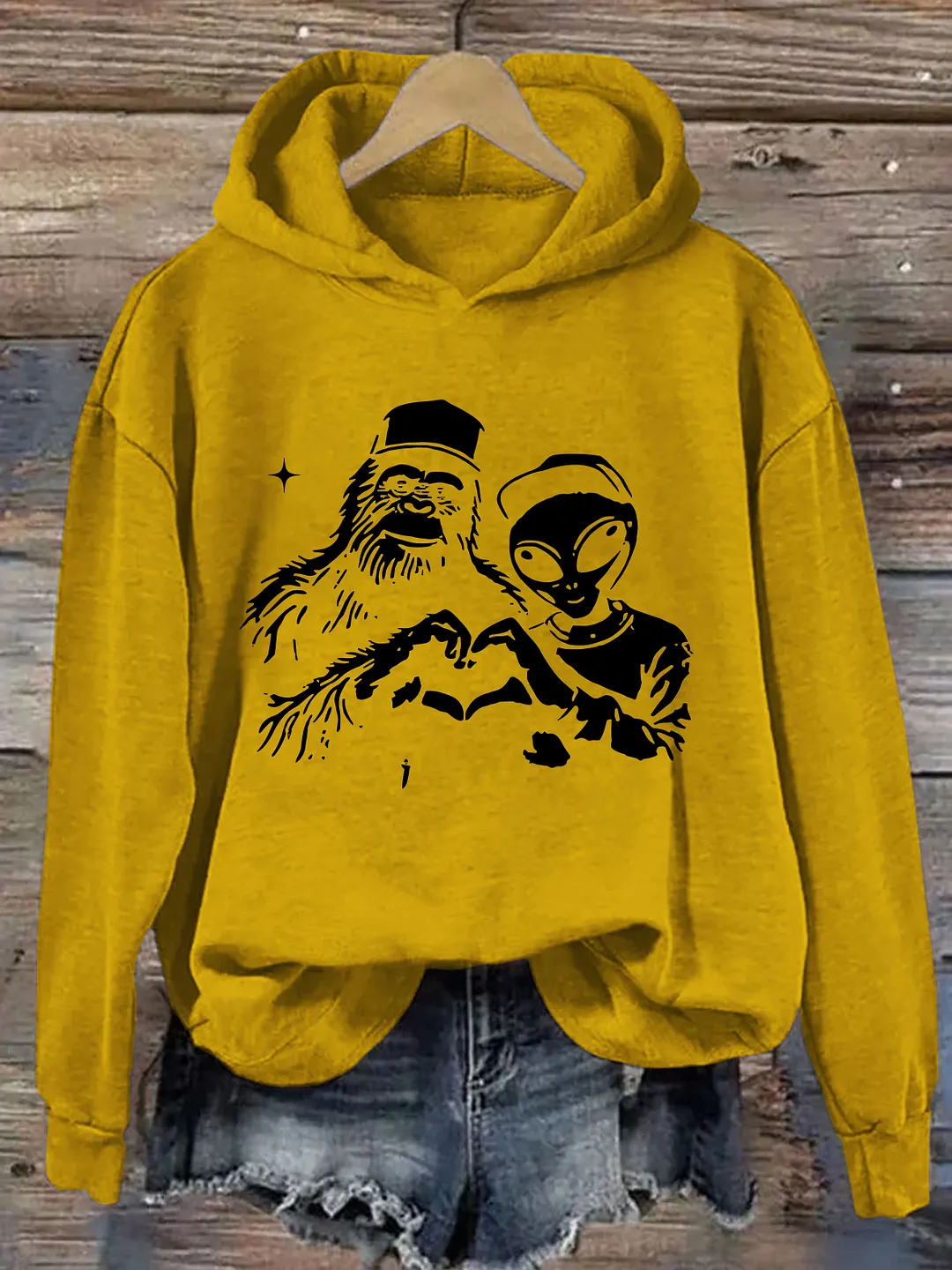 Bigfoot And Alien Hoodie