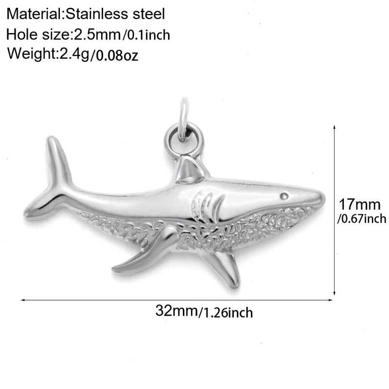 1 Piece 304 Stainless Steel Sunflower Compass Shark Pendant Jewelry Accessories